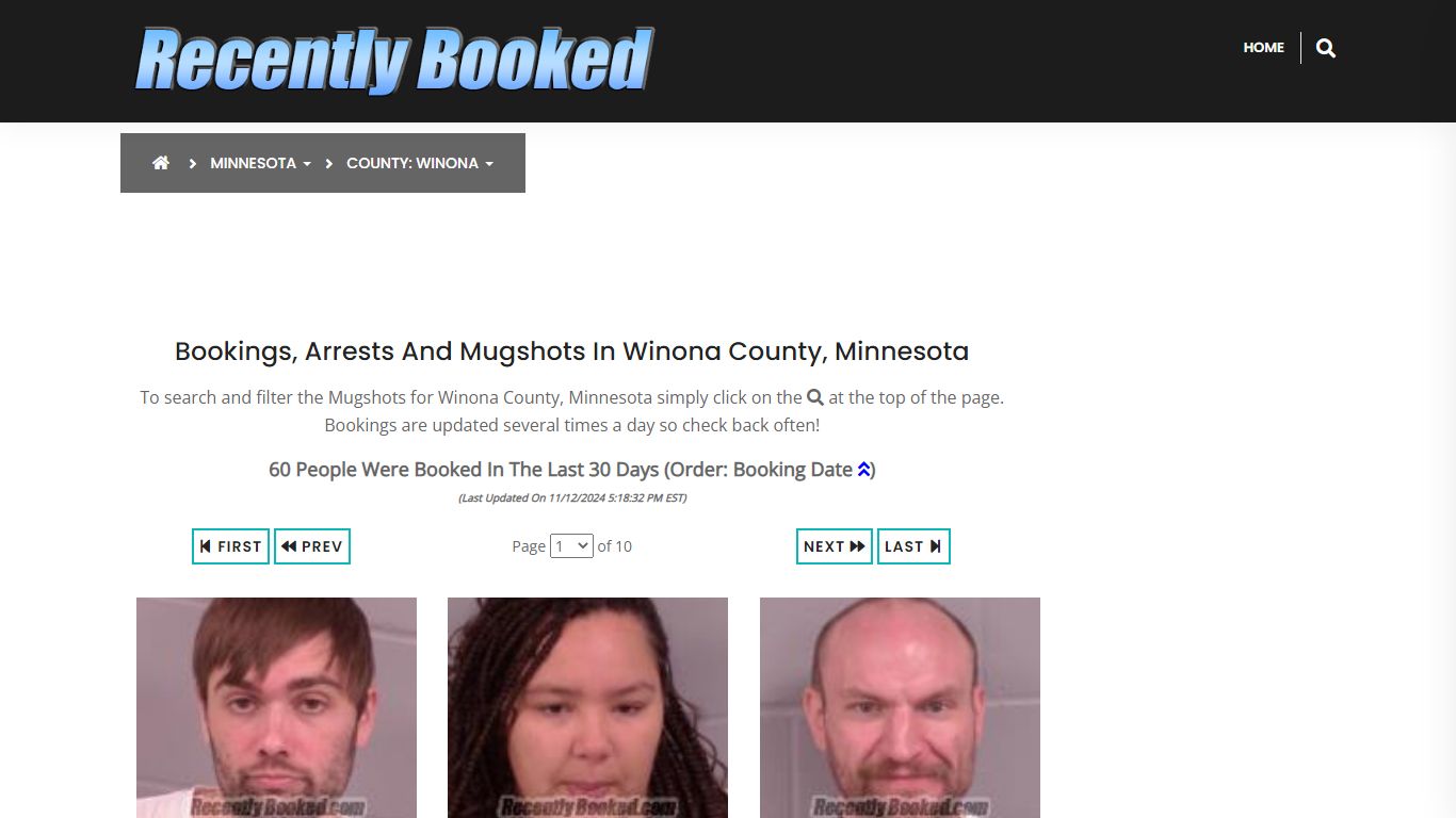 Bookings, Arrests and Mugshots in Winona County, Minnesota