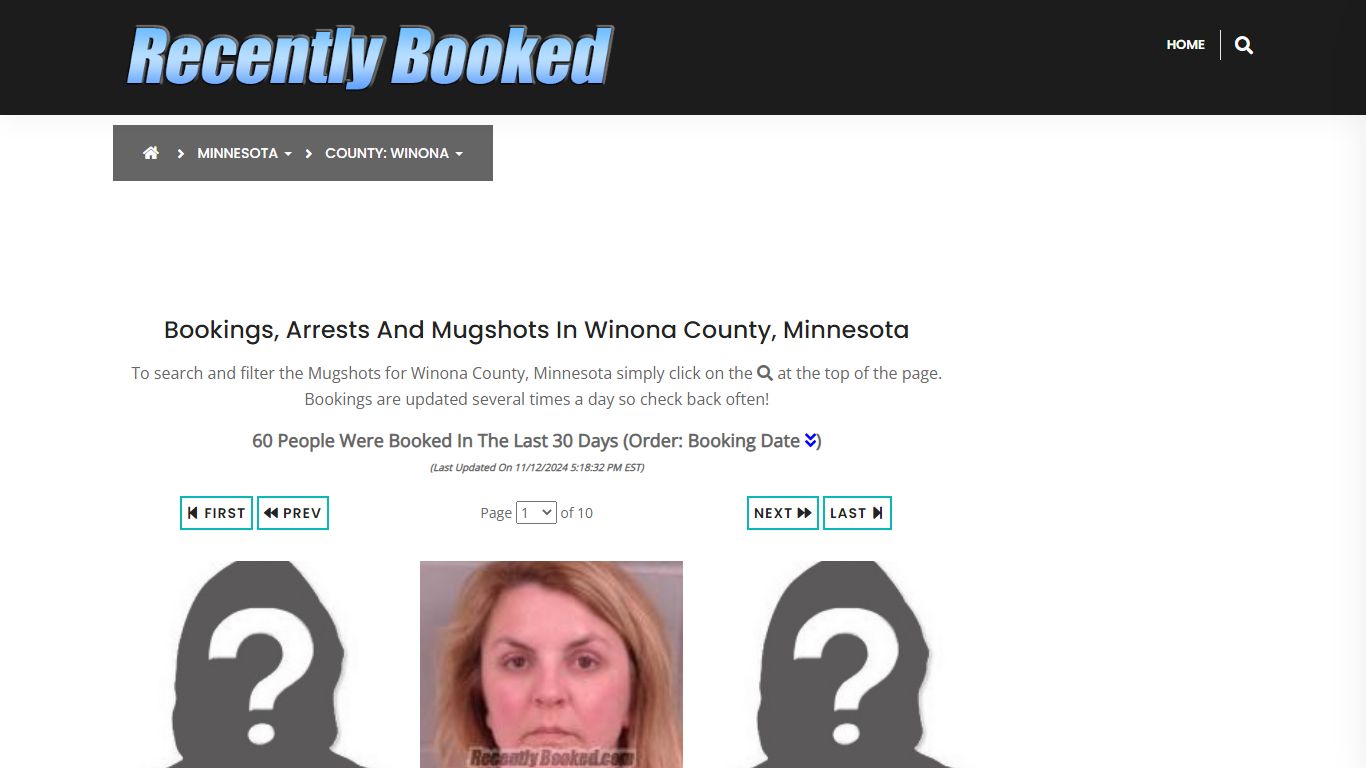 Bookings, Arrests and Mugshots in Winona County, Minnesota